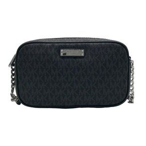 Michael Kors Jet Set East West Black Signature Coated Canvas Crossbody